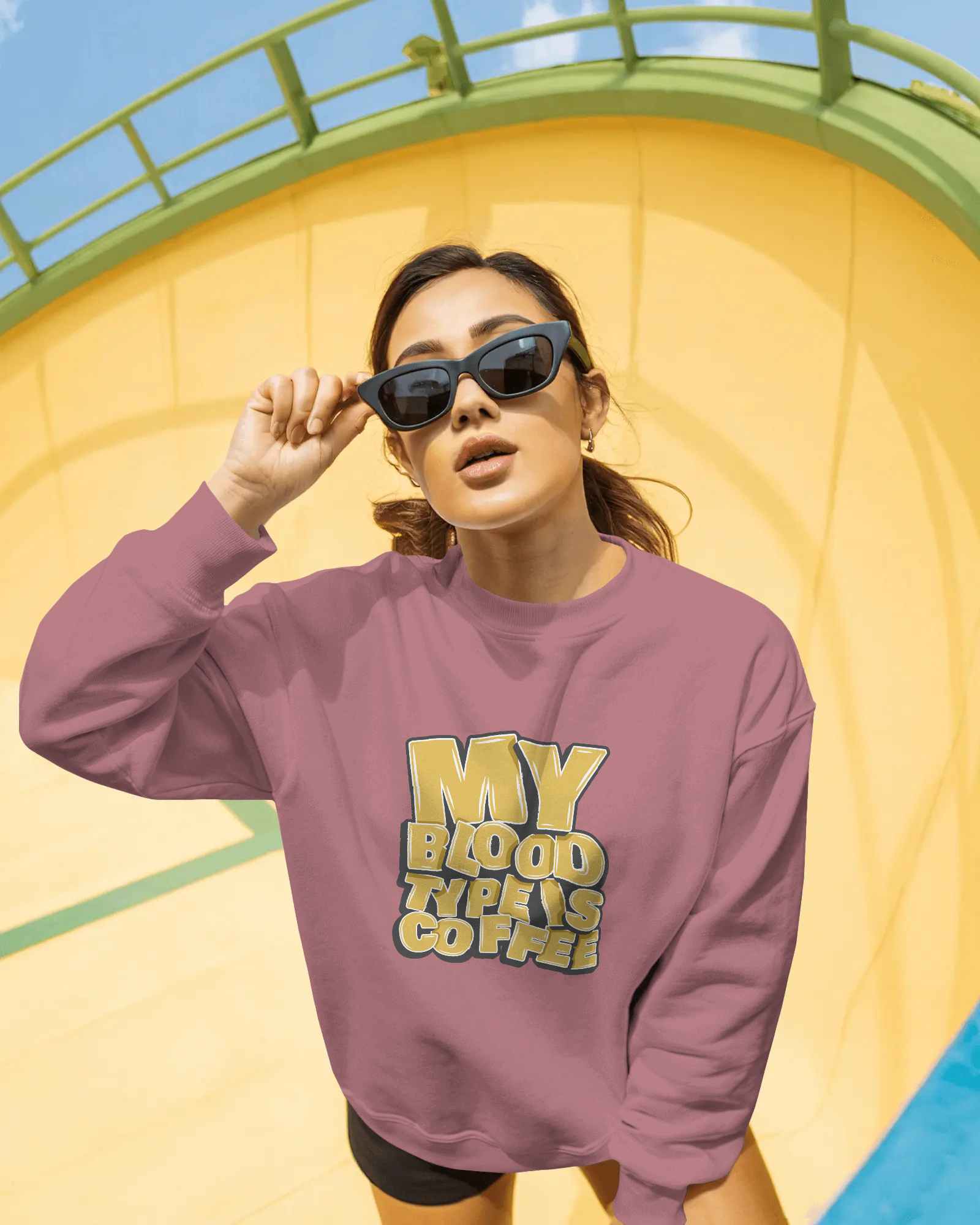 "My Blood Type Is Coffee" Graphic Women Sweatshirt