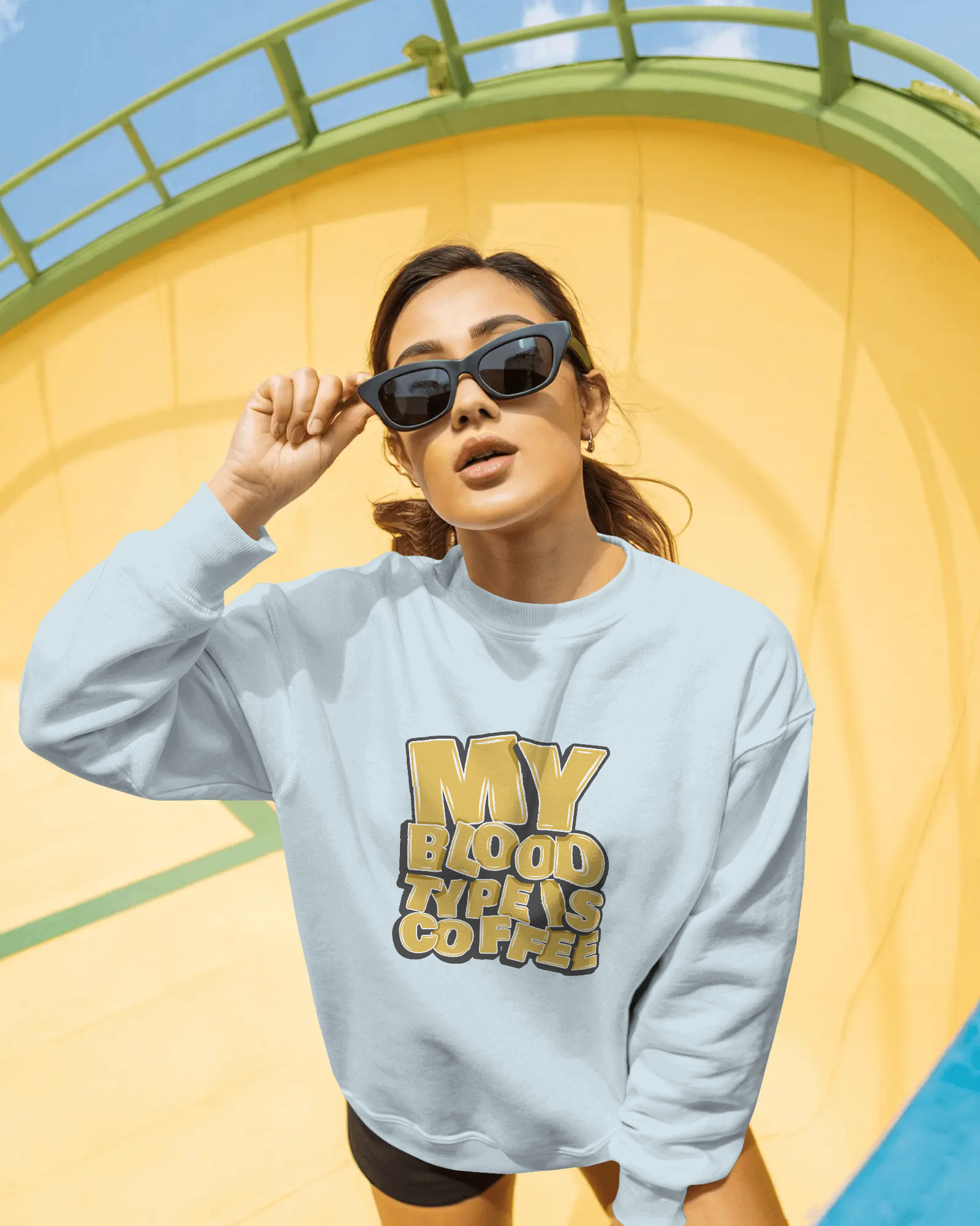 "My Blood Type Is Coffee" Graphic Women Sweatshirt