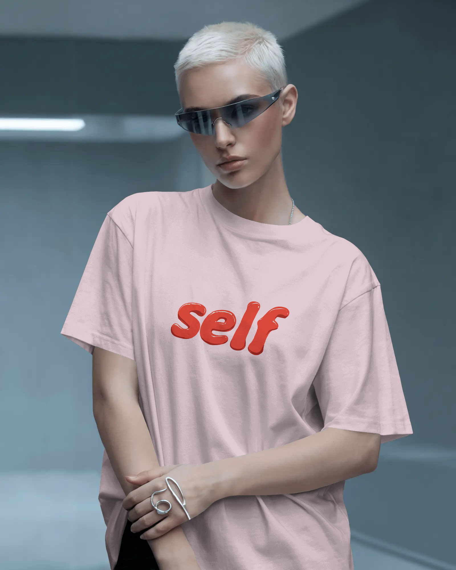 Self Graphic Tee — Minimalist Red Script T‑Shirt