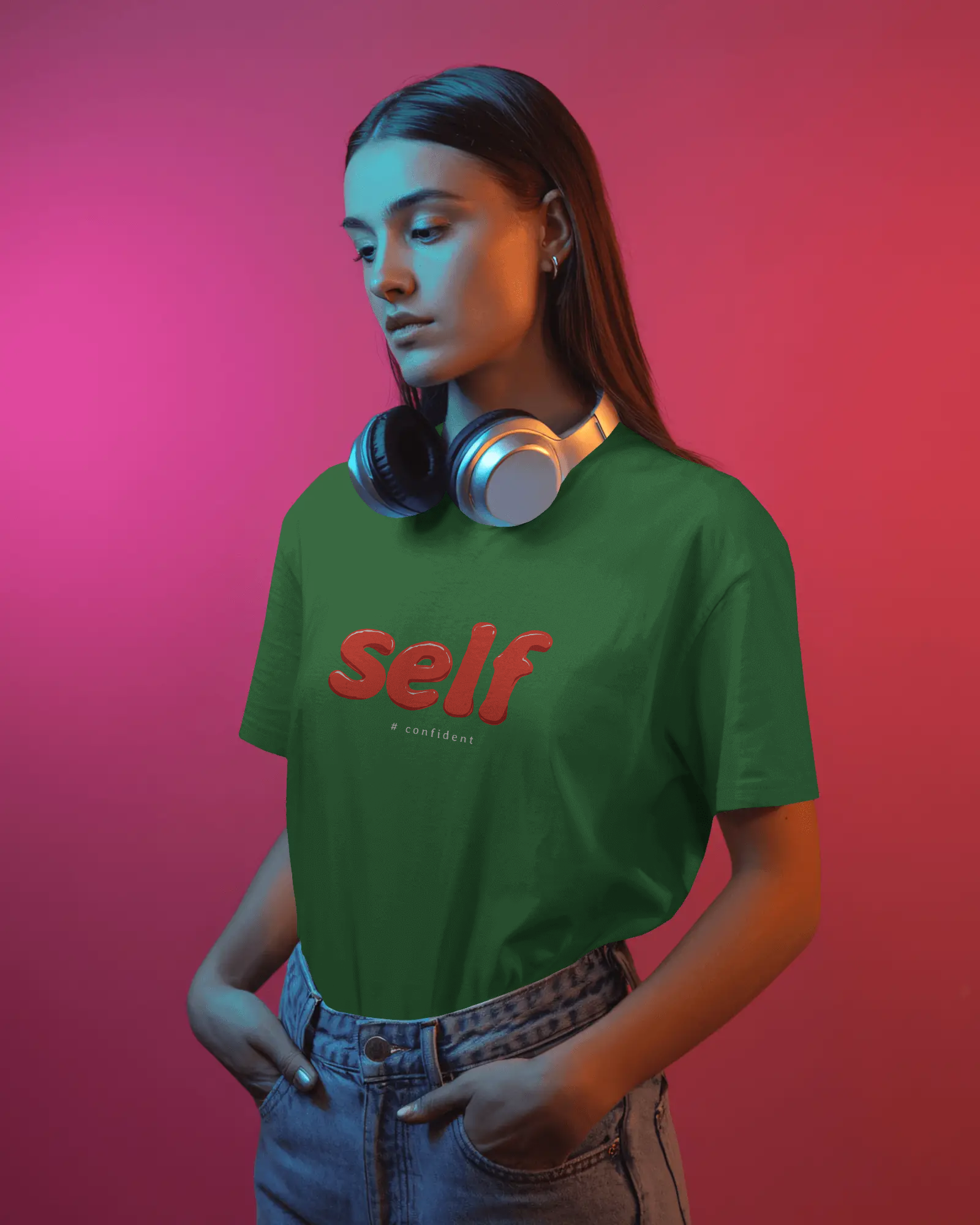 Self Graphic Tee — Minimalist Red Script T‑Shirt