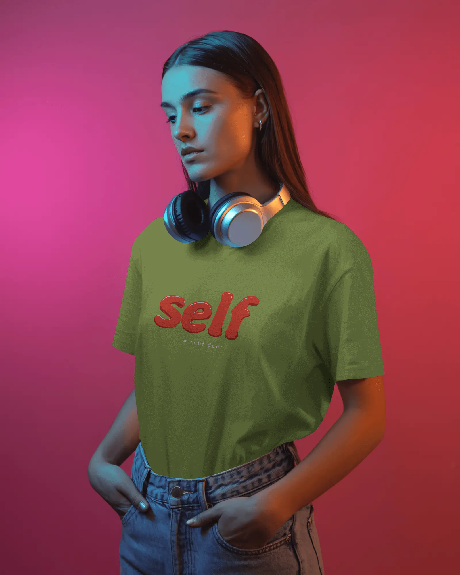 Self Graphic Tee — Minimalist Red Script T‑Shirt