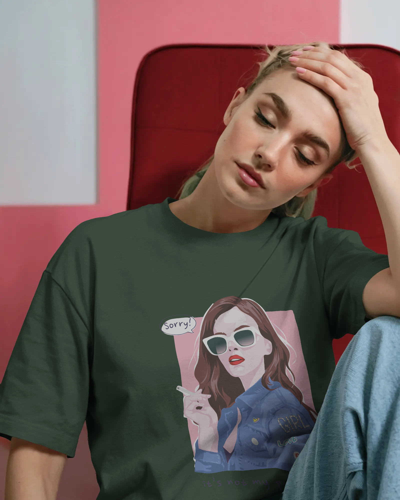 Graphic Tee — 'Sorry? It's Not My Problem' Retro Woman Illustration