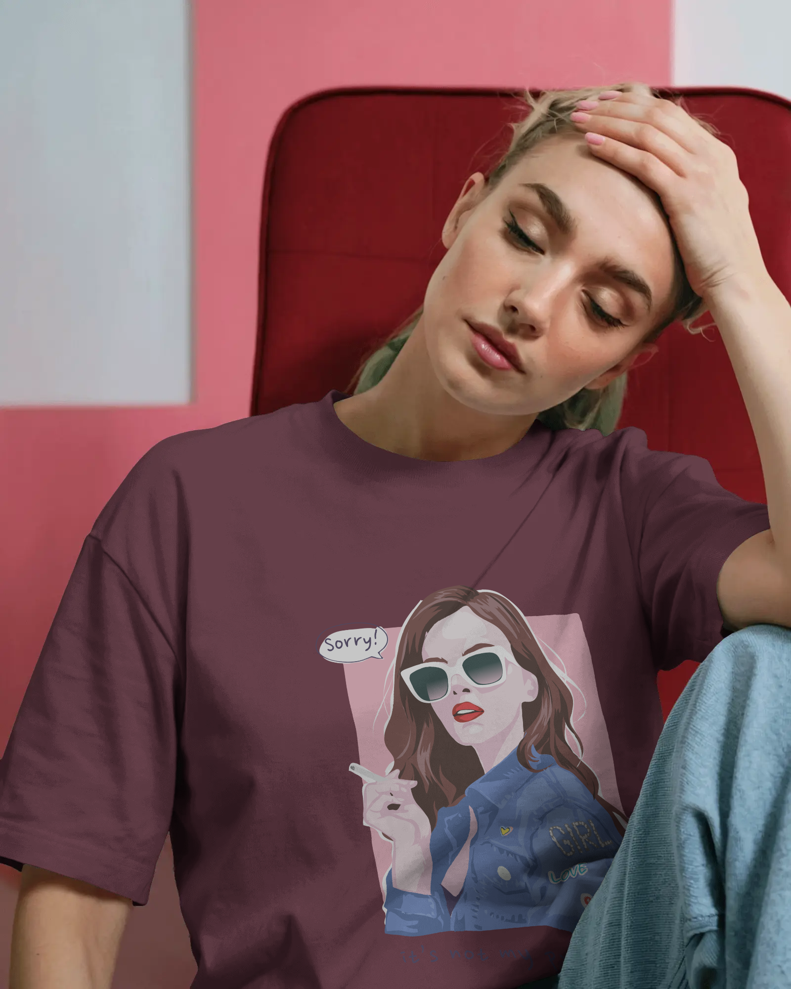 Graphic Tee — 'Sorry? It's Not My Problem' Retro Woman Illustration