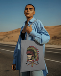 Native Headdress Cotton Tote — Vintage Tribal Chief Design
