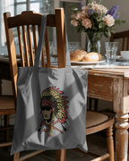 Native Headdress Cotton Tote — Vintage Tribal Chief Design
