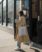 Canvas Tote Bag — Feminine Self-Care Illustration “Time” Cotton Shopping Tote