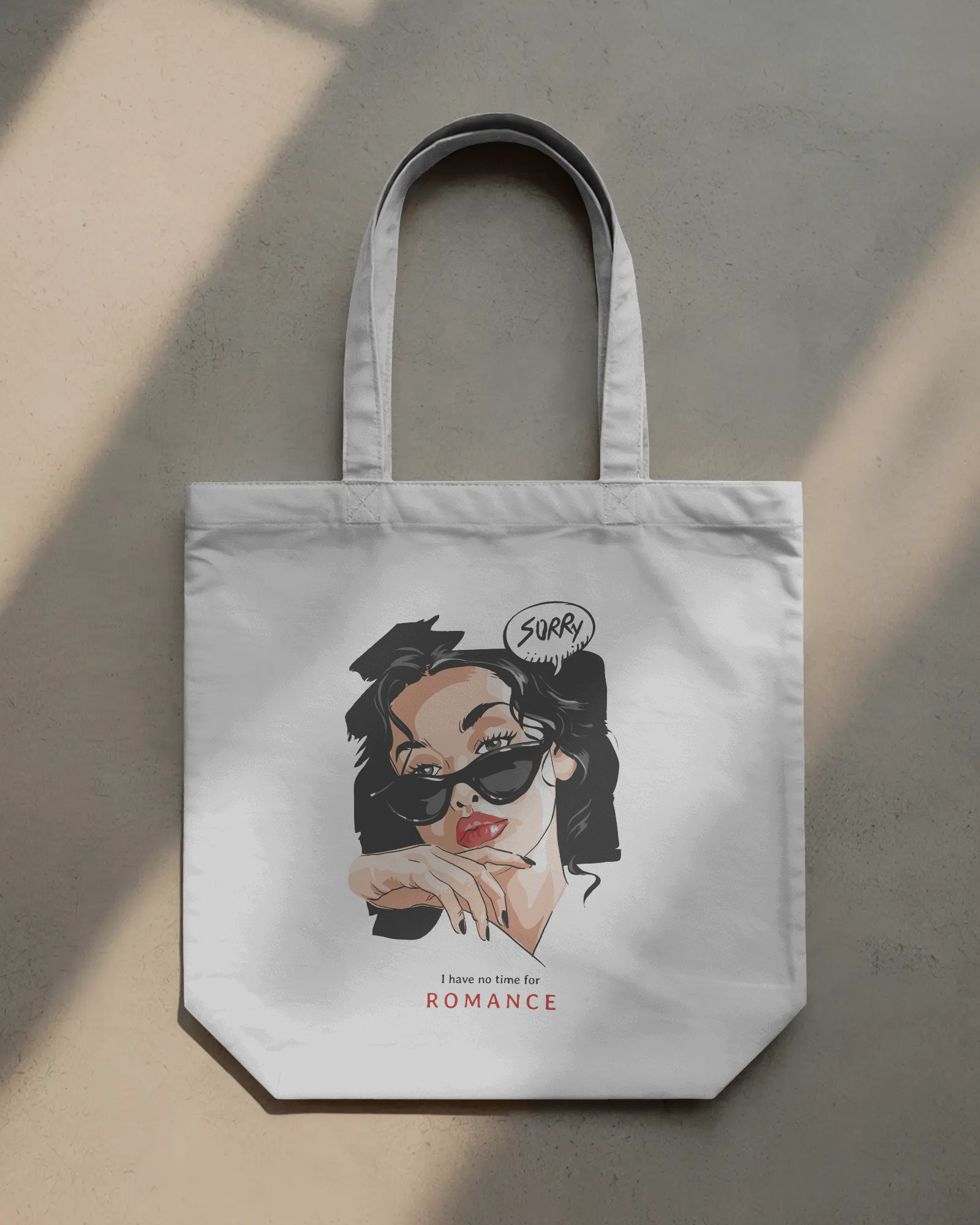 Canvas Tote Bag — Retro Pop Art Woman "Sorry" Graphic