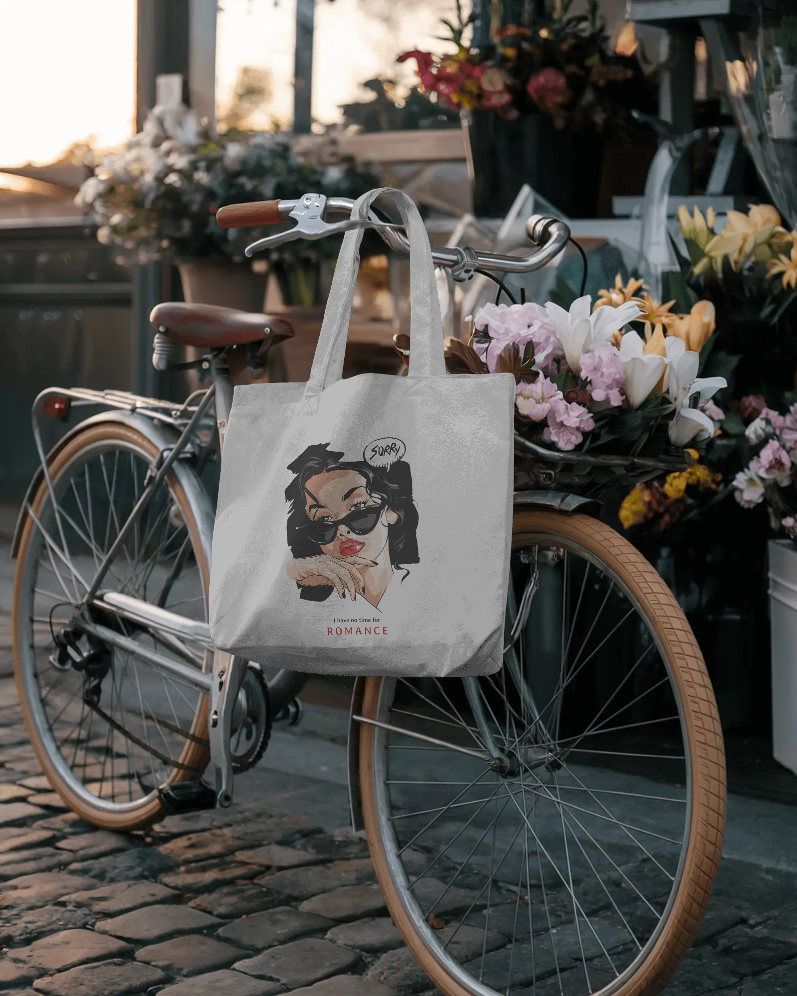 Canvas Tote Bag — Retro Pop Art Woman "Sorry" Graphic