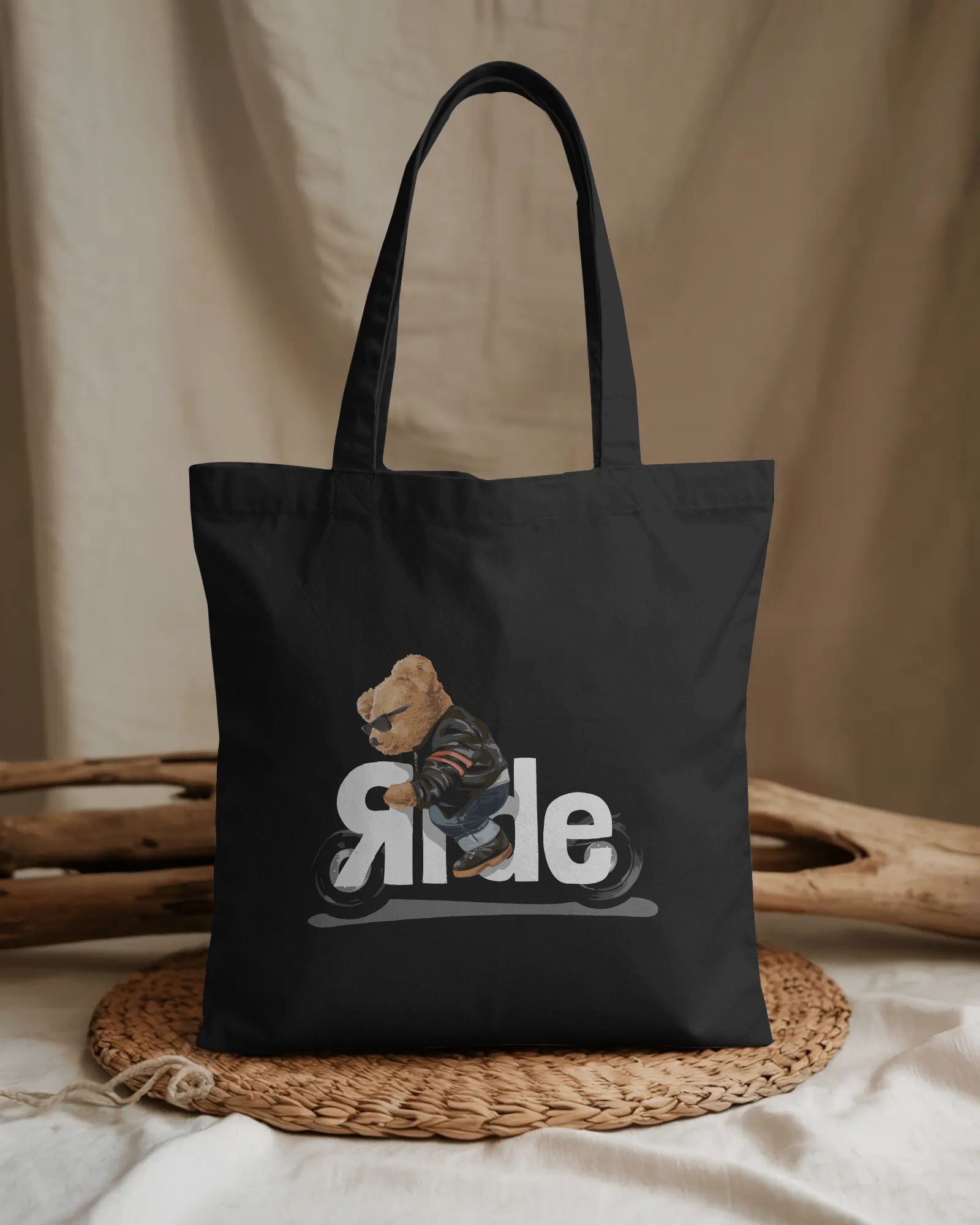 Ride Bear Organic Tote Bag: Eco-Friendly Canvas Tote
