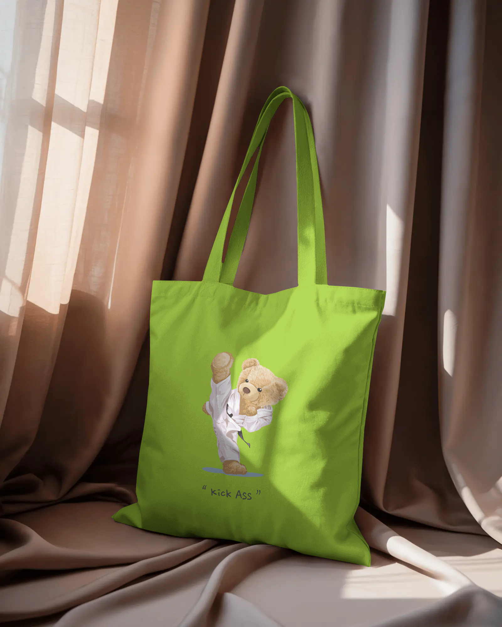 Cotton Tote Bag - Kick Ass Teddy