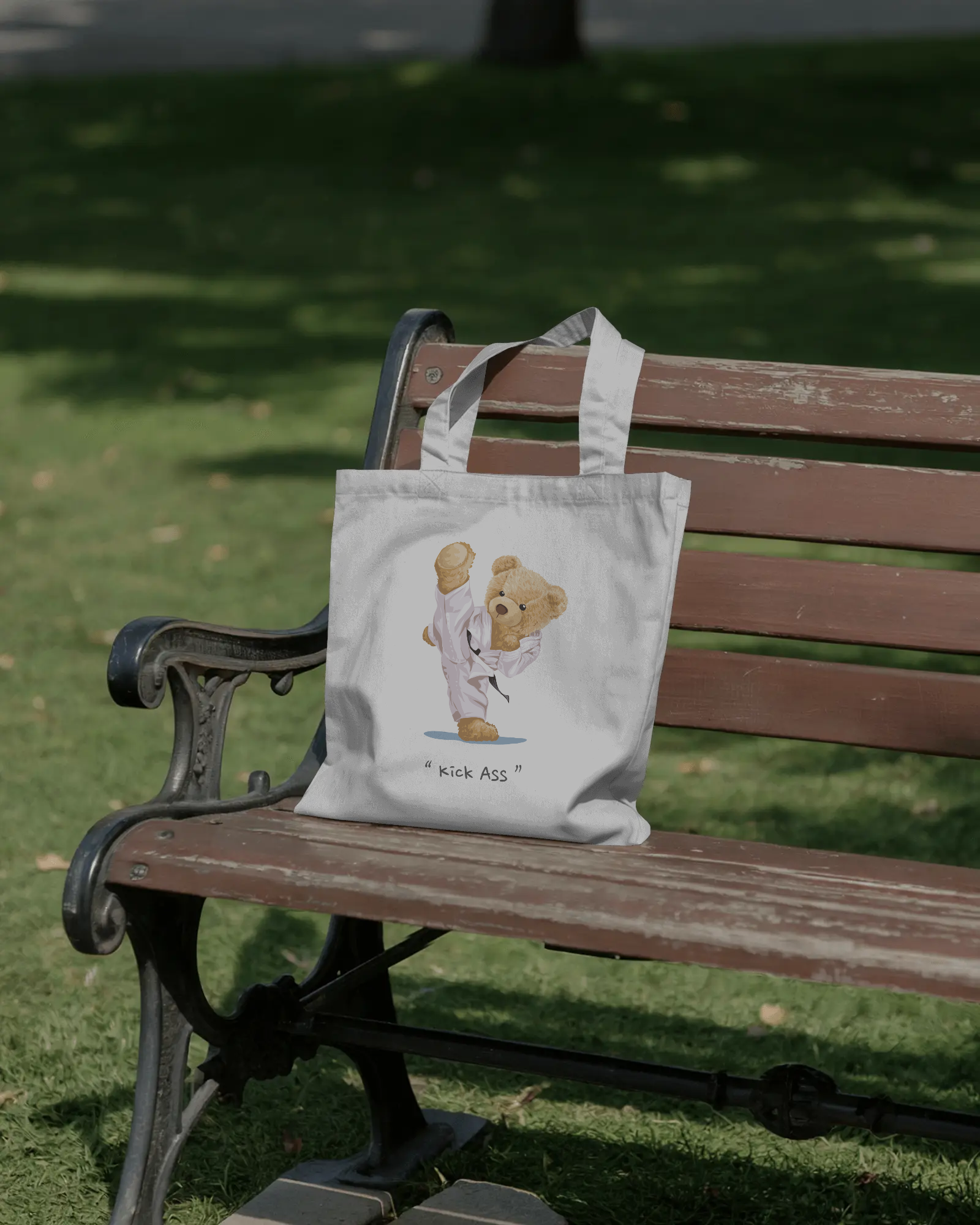 Cotton Tote Bag - Kick Ass Teddy