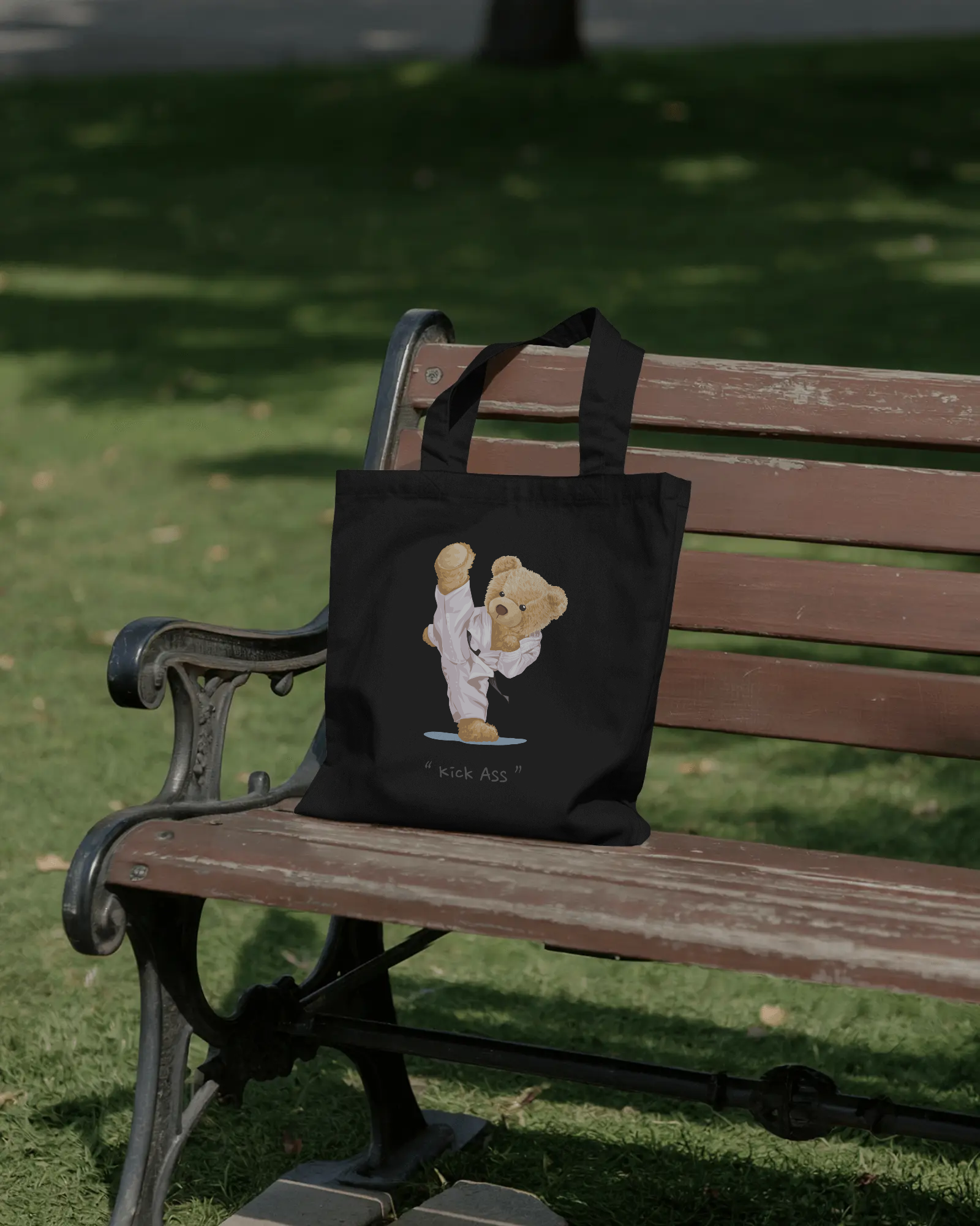 Cotton Tote Bag - Kick Ass Teddy