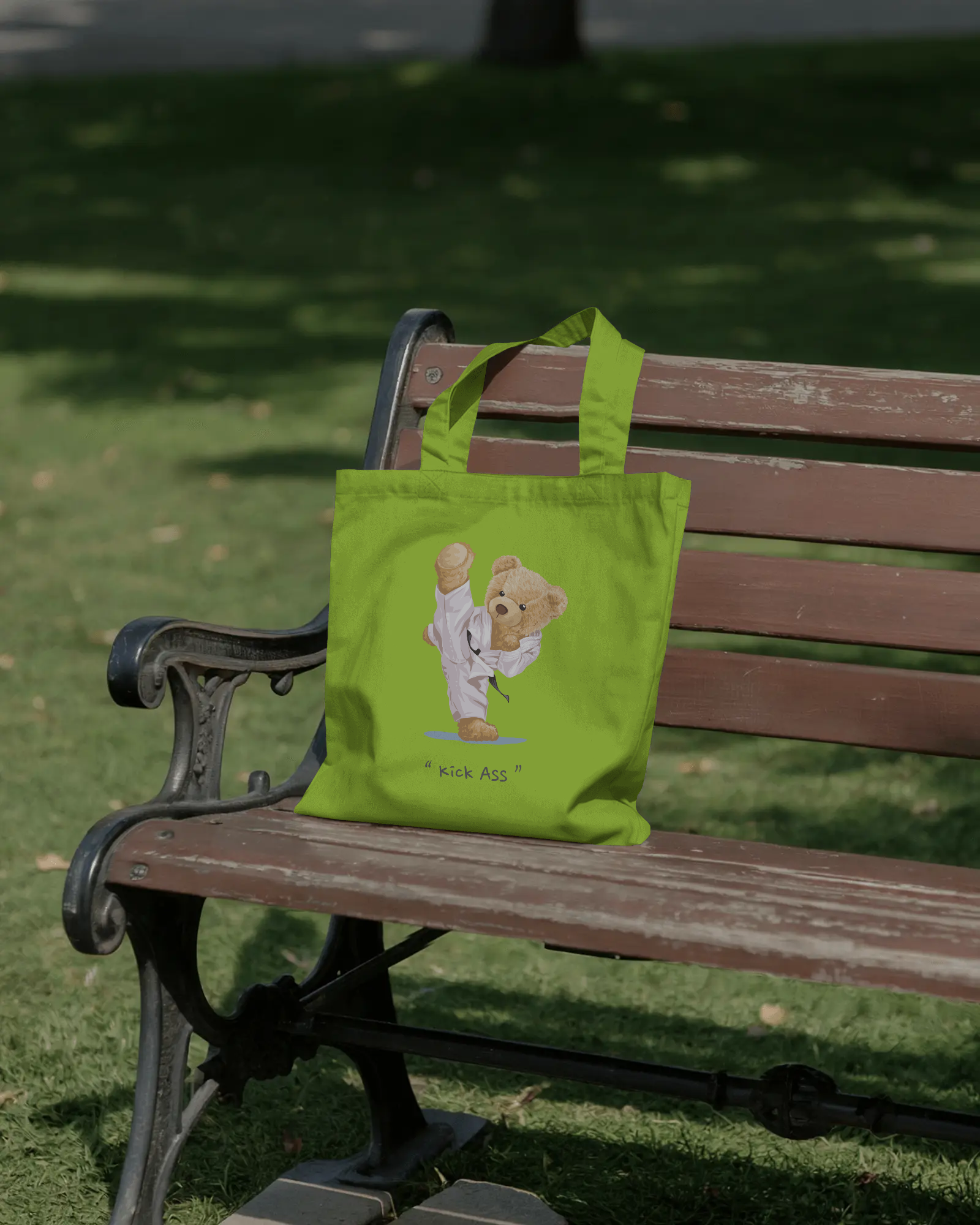 Cotton Tote Bag - Kick Ass Teddy