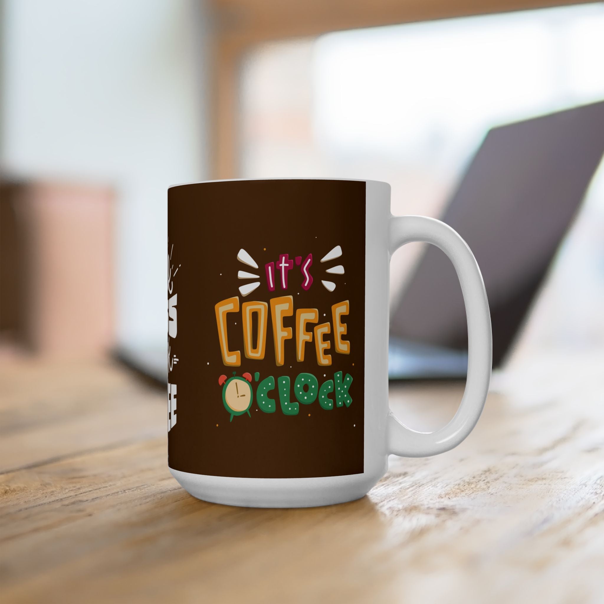 Cozy Brown Hand-Lettered Coffee Mug — Whimsical Morning Pep Talk (11oz & 15oz)