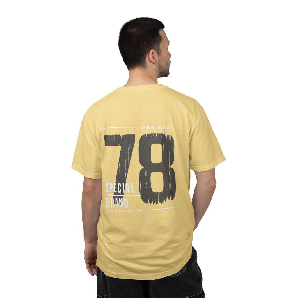 Men’s Heavyweight Garment-Dyed Graphic T-Shirt – Vintage Streetwear Cotton Tee