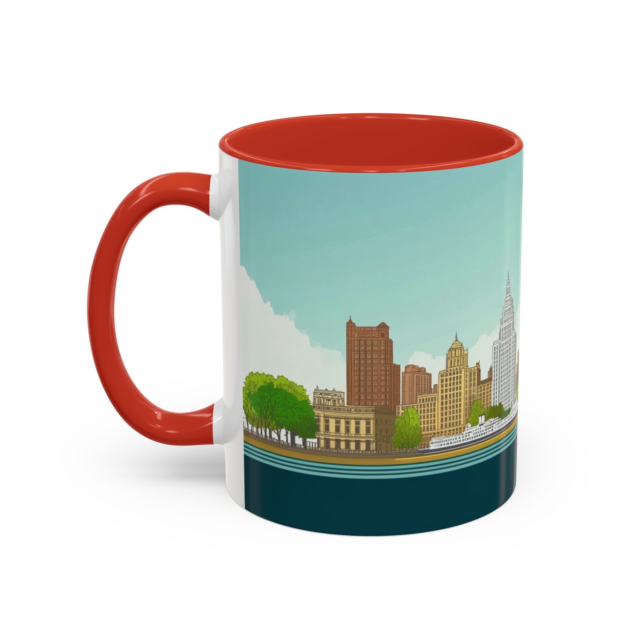 Dawn City Skyline Ceramic Coffee Mug — Illustrated Urban Landmark Accent Mug (11oz)