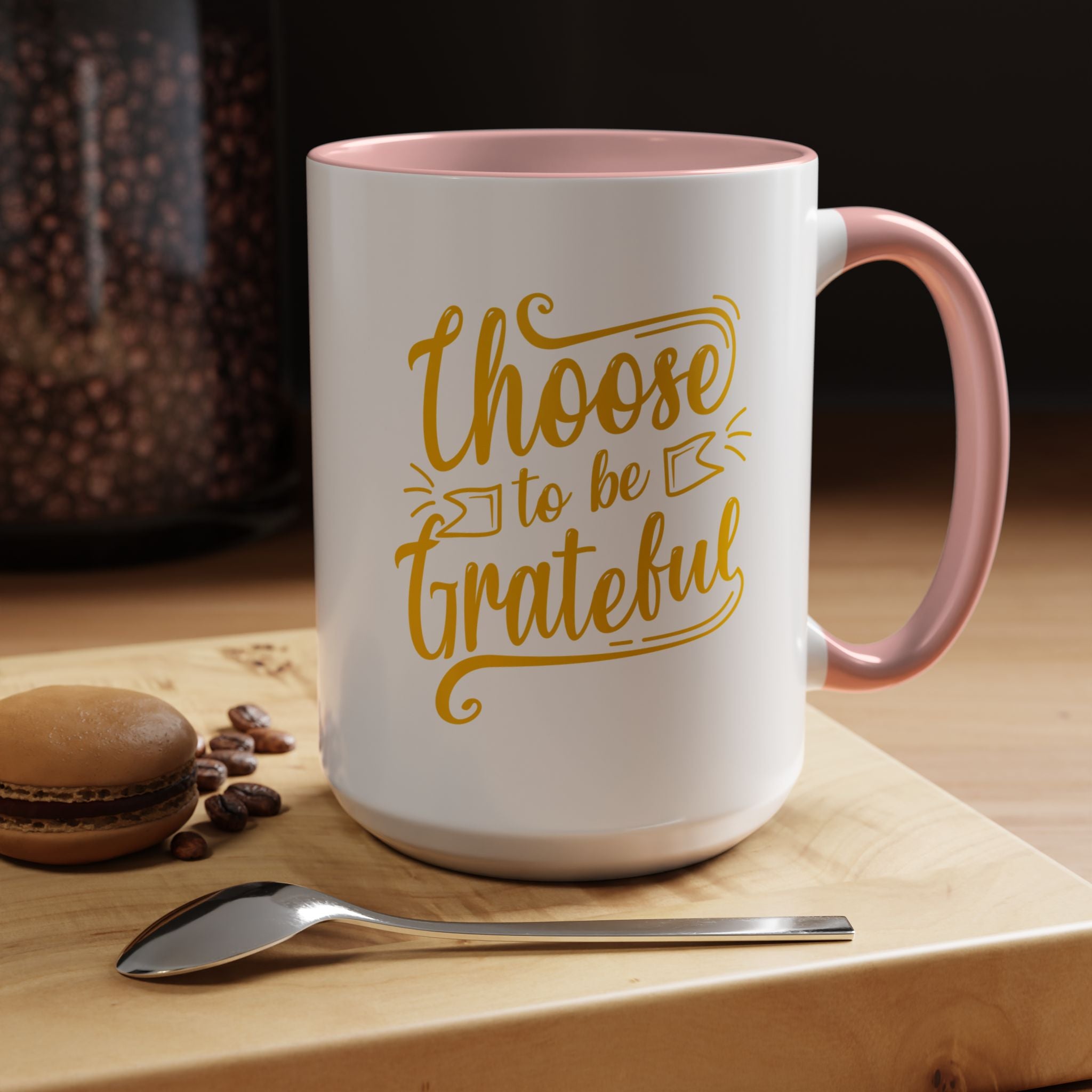 Choose to Be Grateful Inspirational Coffee Mug — Colour-Accent Ceramic Mug (11oz)
