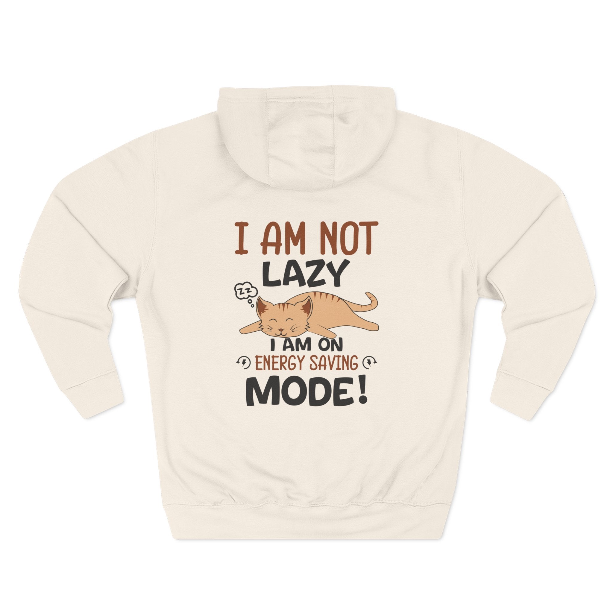 "I Am Not Lazy" Cute Cat Graphic Fleece Hoodie