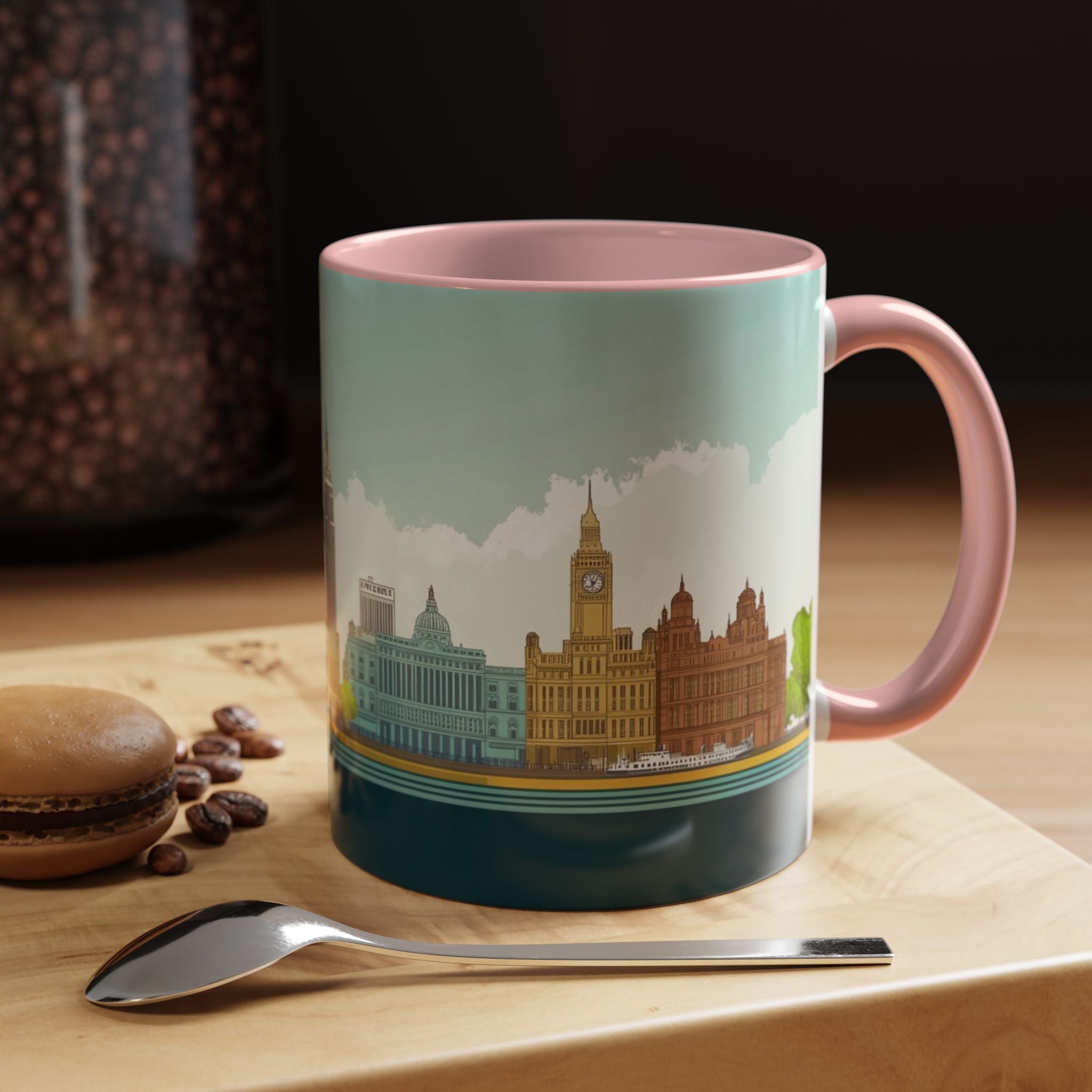 Dawn City Skyline Ceramic Coffee Mug — Illustrated Urban Landmark Accent Mug (11oz)