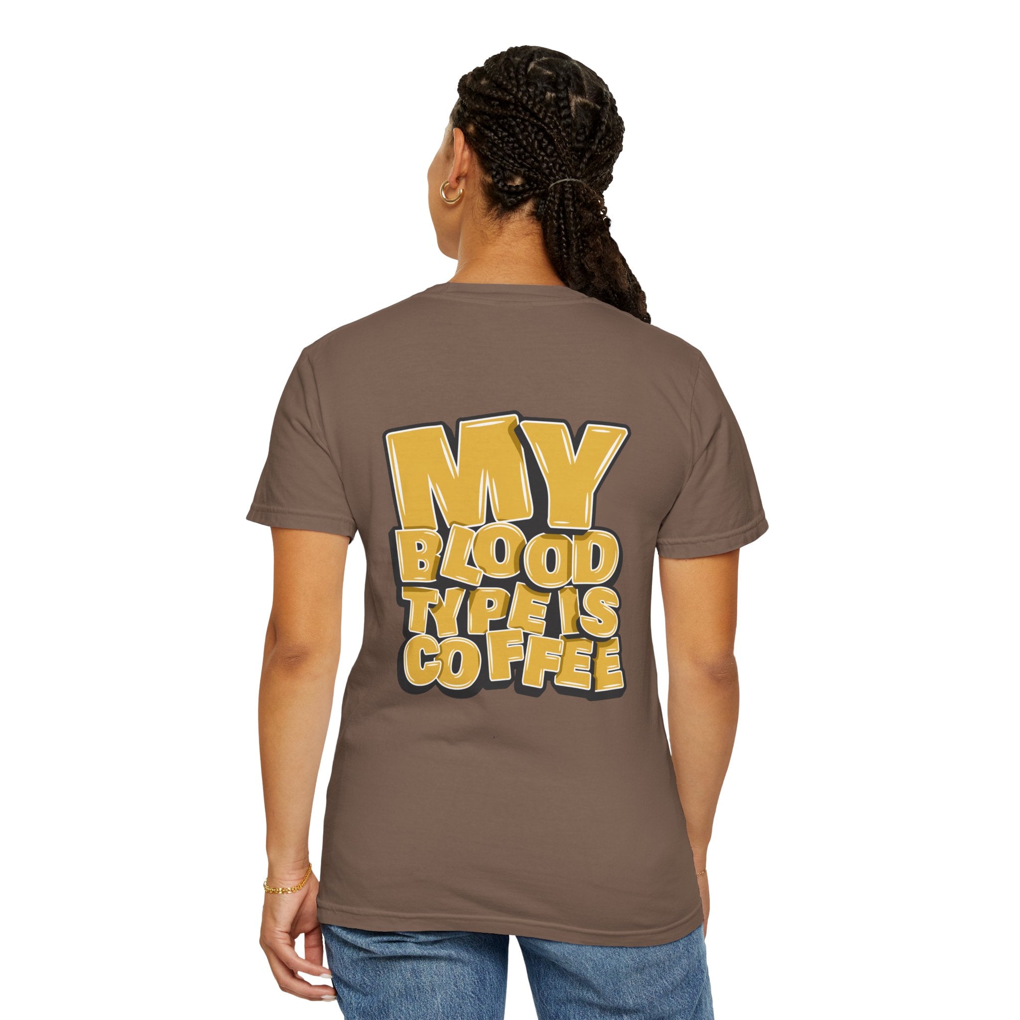 Women's T-Shirt — "My Blood Type Is Coffee" Graphic Tee