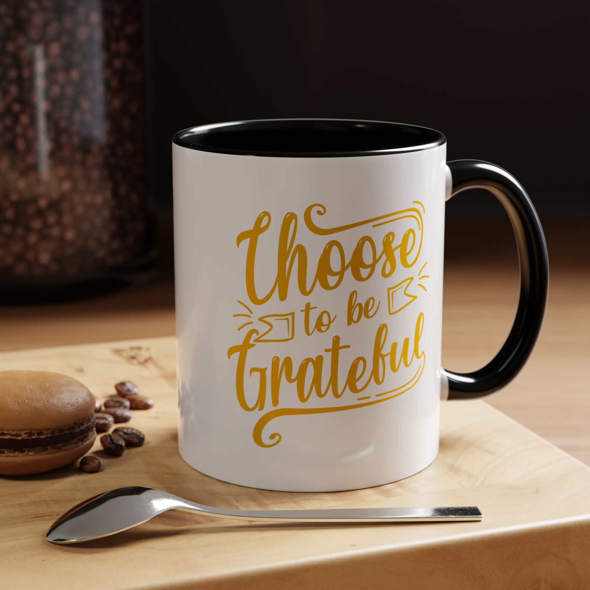 Choose to Be Grateful Inspirational Coffee Mug — Colour-Accent Ceramic Mug (11oz)