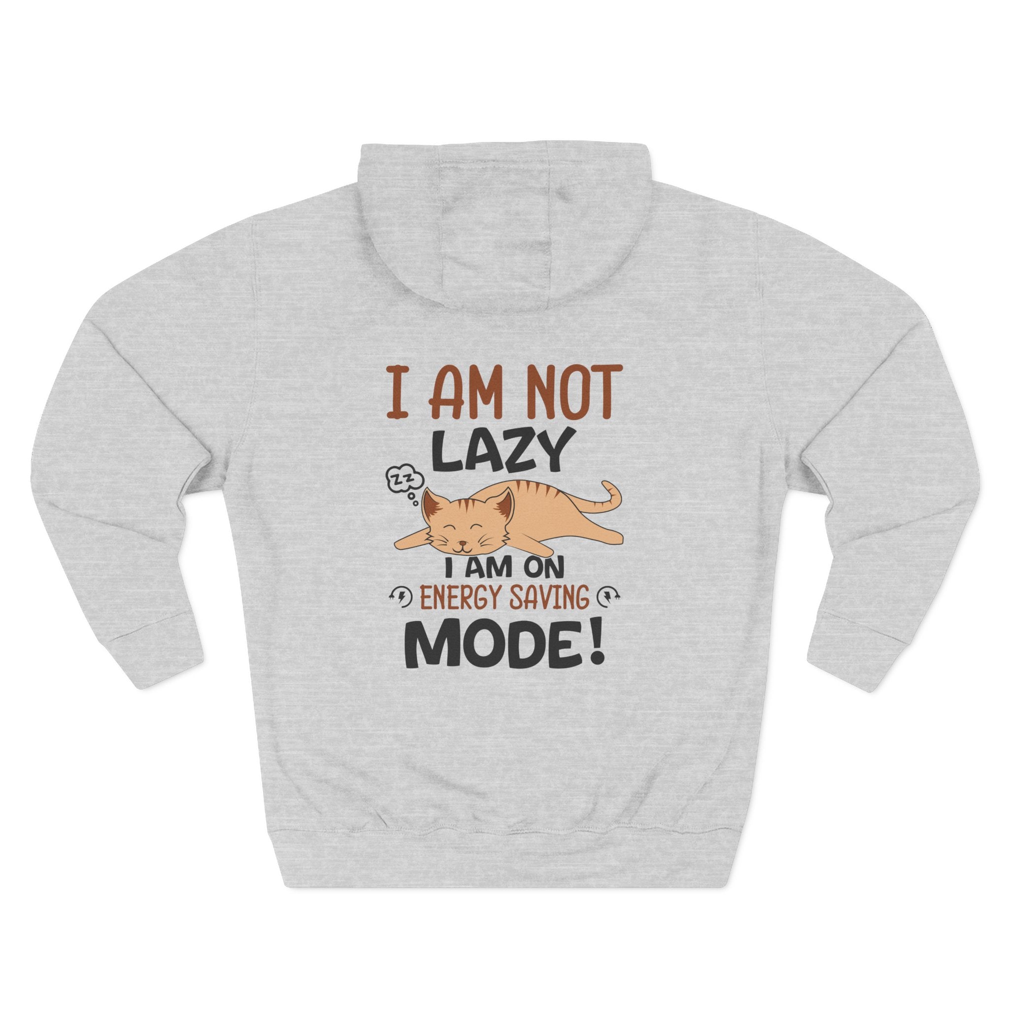 "I Am Not Lazy" Cute Cat Graphic Fleece Hoodie