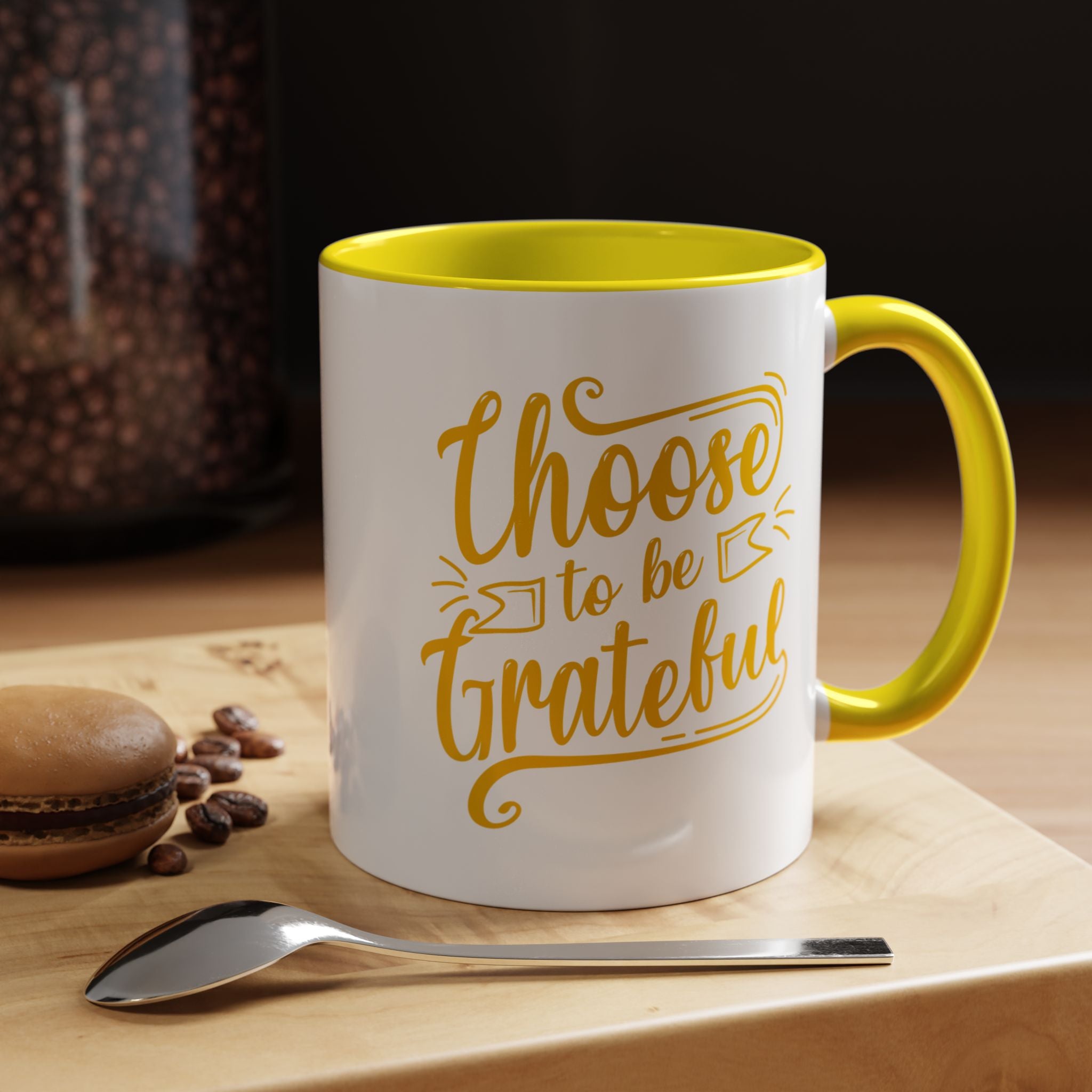 Choose to Be Grateful Inspirational Coffee Mug — Colour-Accent Ceramic Mug (11oz)
