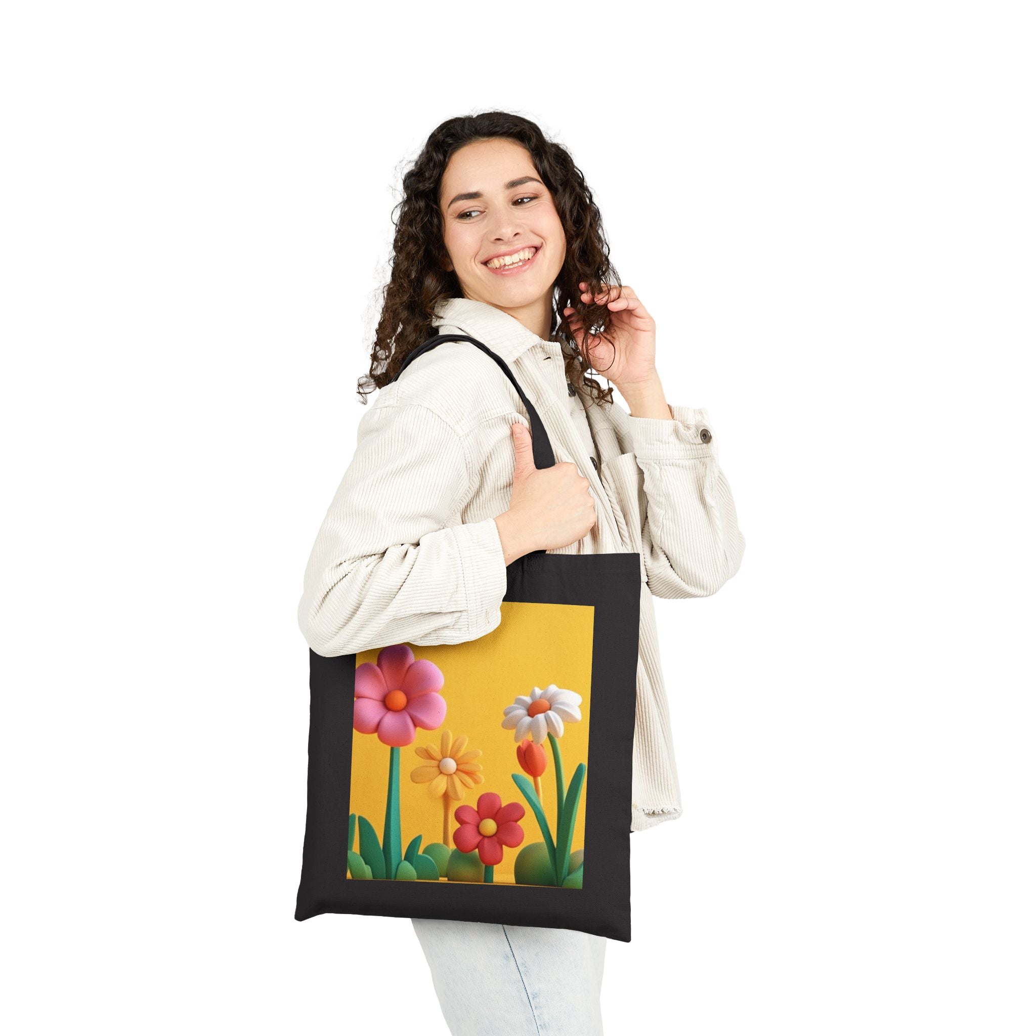 Floral Sunshine Canvas Tote Bag — Vintage Sunflower Reusable Cotton Market Shopper