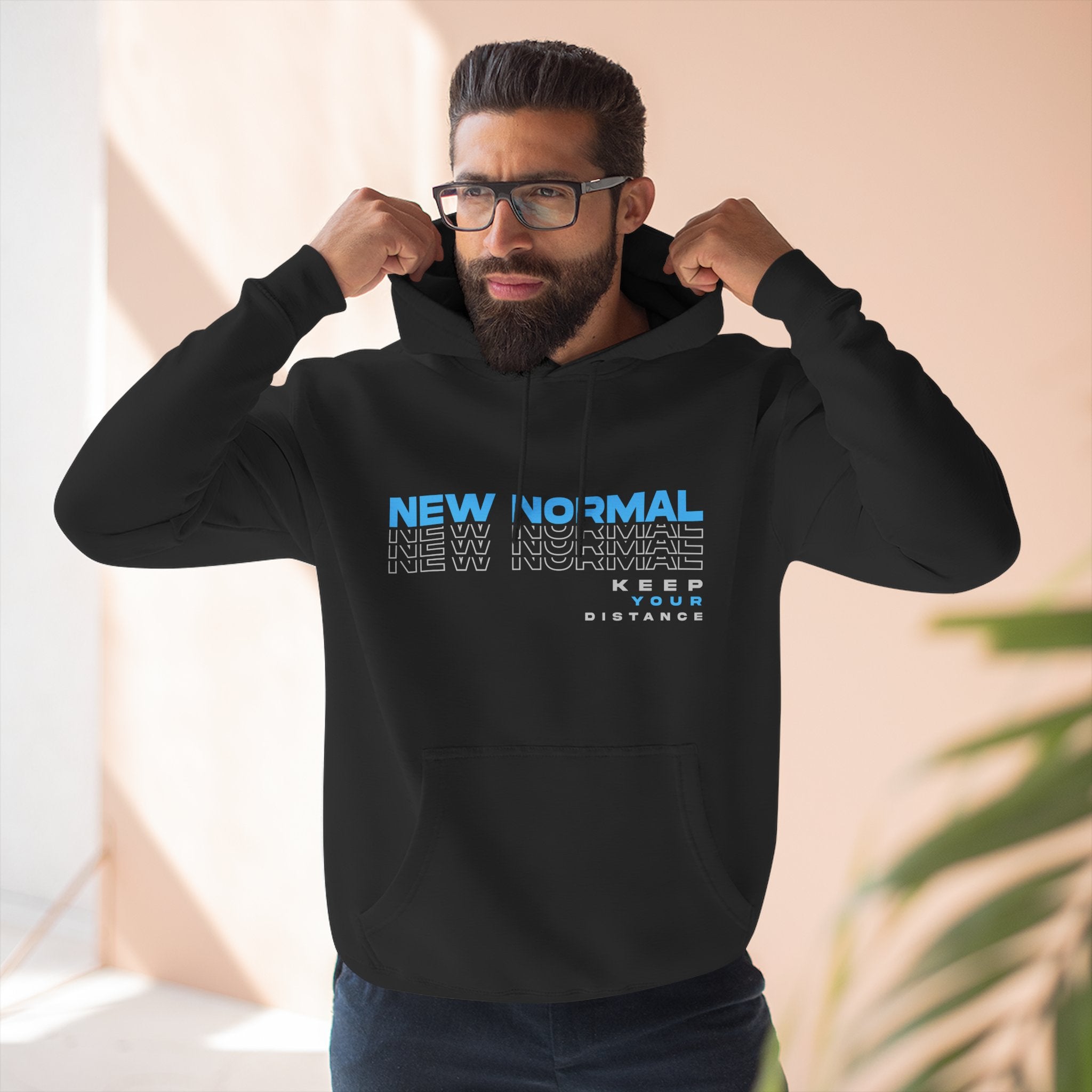 New Normal Good Vibes Graphic Fleece Hoodie — Retro Synth Wave Streetwear Pullover
