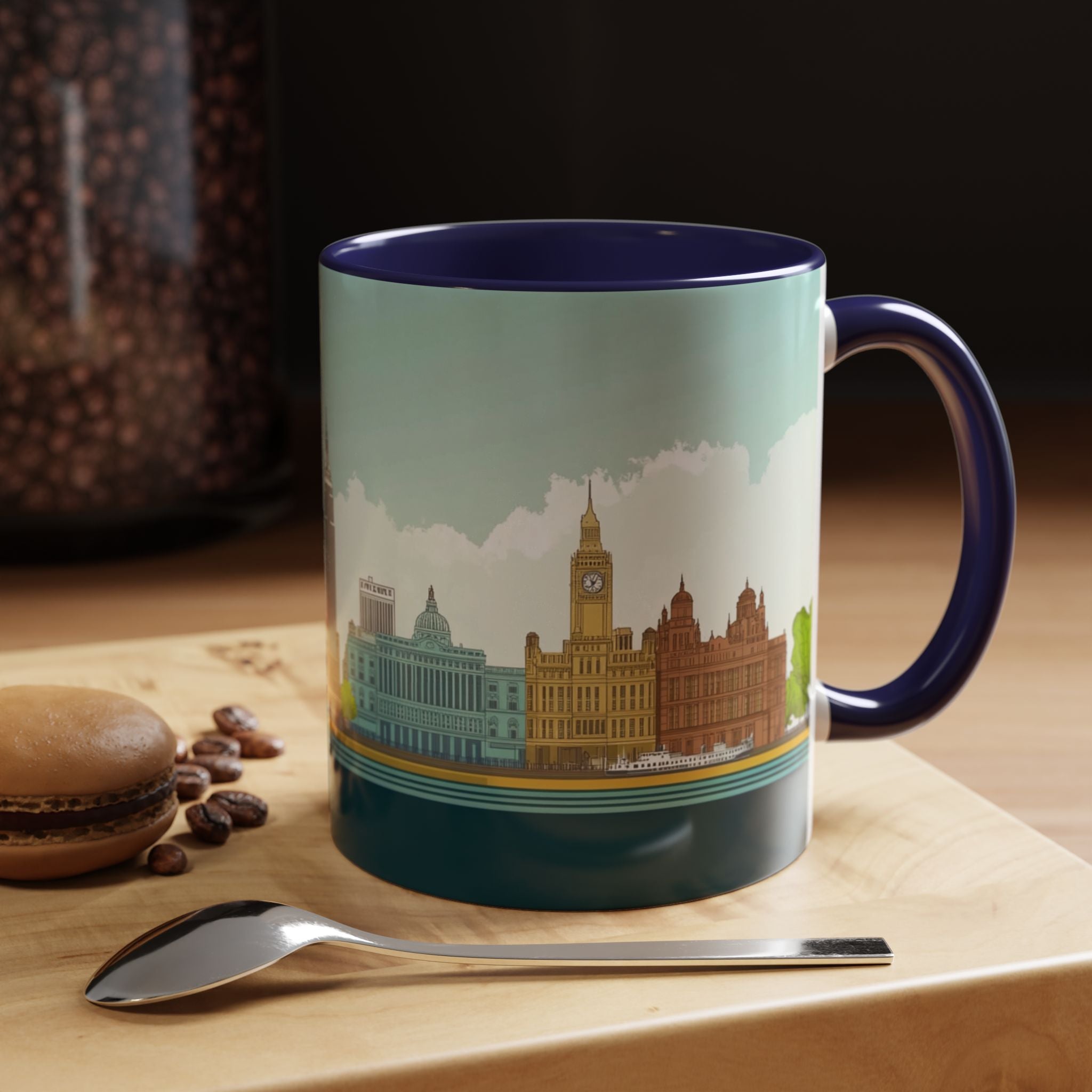 Dawn City Skyline Ceramic Coffee Mug — Illustrated Urban Landmark Accent Mug (11oz)